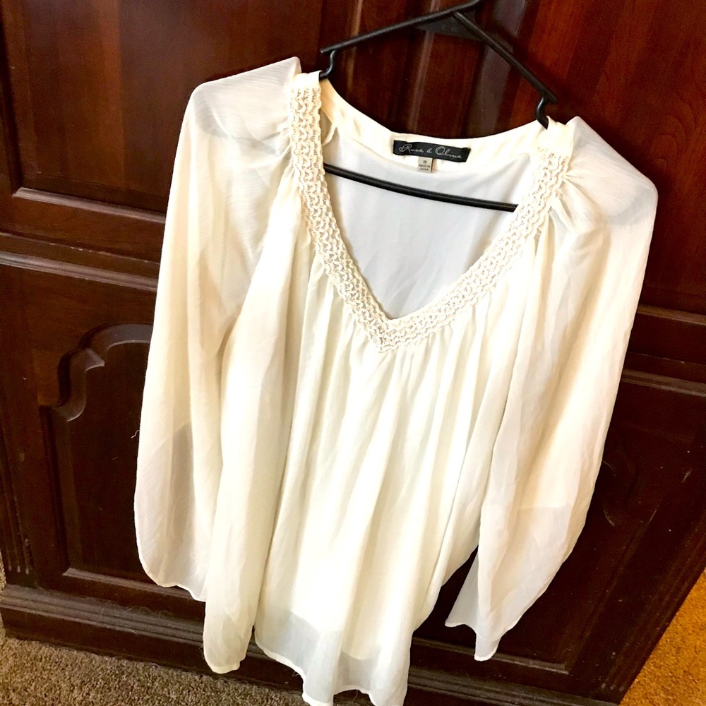 Cream flowing double layer ladies 1x top-